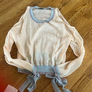Sheer cold shoulder light sweater